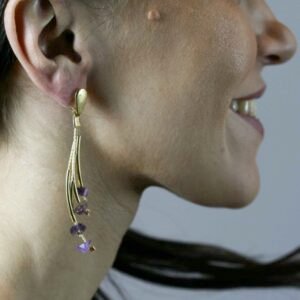 Boucles d'oreilles Aiyana en fibre de Buriti et pierre turquoise