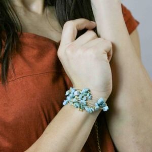 Bracelet Odina en fibre de Buriti et pierre turquoise